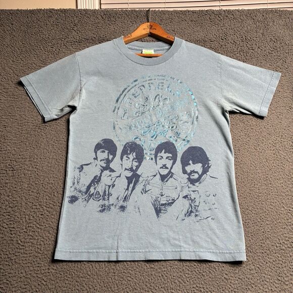 The Beatles Apple Corps 2005 T-shirt Short Sleeve Crewneck Blue Mens Size Small - Picture 1 of 12